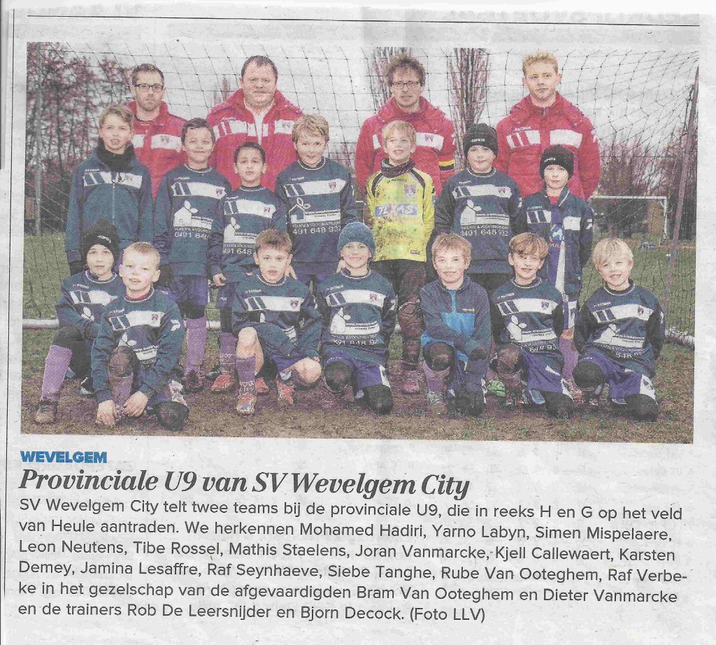 U9 prov ploegfoto